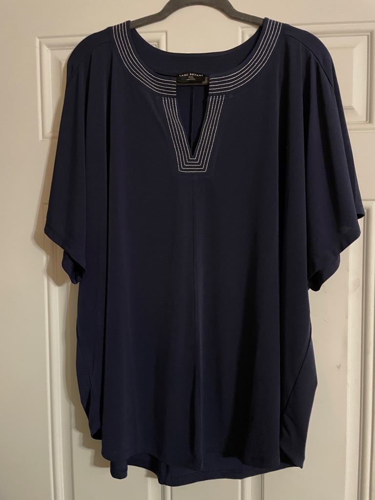 Lane Bryant Navy Top With White Contrast Stitching